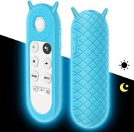 📺 chromecast with google tv 2020 remote protective case - shockproof anti-slip cover, silicone holder skin for google voice remote (glow blue) logo