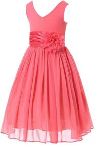 img 1 attached to 👗 Bow Dream V Neck Champagne Bridesmaids Dresses for Girls - Clothing