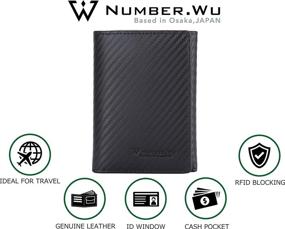 img 1 attached to NUMBER WU Trifold Blocking Carbon Leather Men's Accessories in Wallets, Card Cases & Money Organizers
