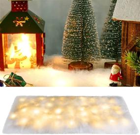 img 4 attached to 🎄 Festive Snowy Glow: LED-Lit Christmas Snow Blanket for Table Decor (4 Pieces)