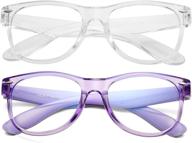 👓 braylenz 2 pack kids blue light blocking glasses: combat eye strain & headache for boys and girls, unbreakable frame, age 3-12 (transparent+clear purple) logo