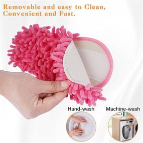 img 1 attached to 🧦 Liitrton Washable Mop Slippers: Microfiber Chenille Shoes for Dust, Dirt & Hair Cleaning in Office and House (Pink)