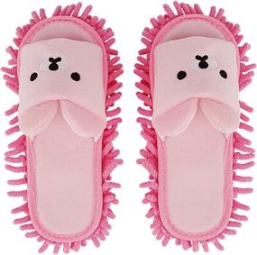 img 4 attached to 🧦 Liitrton Washable Mop Slippers: Microfiber Chenille Shoes for Dust, Dirt & Hair Cleaning in Office and House (Pink)