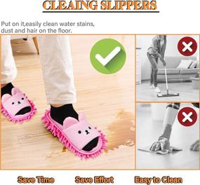 img 2 attached to 🧦 Liitrton Washable Mop Slippers: Microfiber Chenille Shoes for Dust, Dirt & Hair Cleaning in Office and House (Pink)