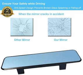 img 2 attached to Enhanced Vision: KITBEST Rear View Mirror - Anti Glare Panoramic Clip On Mirror for Cars SUV Trucks (11.4” L X 3.0” H) – Blue