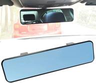 enhanced vision: kitbest rear view mirror - anti glare panoramic clip on mirror for cars suv trucks (11.4” l x 3.0” h) – blue logo