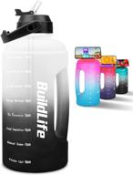 💧 stay hydrated with buildlife half gallon water bottle - bpa free leakproof water jug with gradient motivational time marker, straw & phone holder handle logo