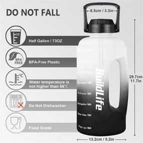 img 3 attached to 💧 Stay Hydrated with BuildLife Half Gallon Water Bottle - BPA Free Leakproof Water Jug with Gradient Motivational Time Marker, Straw & Phone Holder Handle