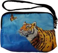 wearable art wristlet clutch: vegan zip-top bag with detachable strap and charm – adorned with animal designs – multi-purpose purse wallet logo