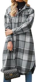 img 2 attached to 👚 Ownow Flannel Pocketed Shacket for Women - Clothing, Coats, Jackets & Vests