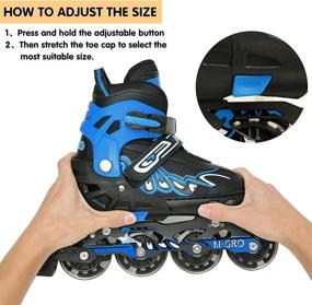 img 1 attached to 🛼 Adjustable Inline Skates for Kids Girls Boys Ages 6-12 with Light Up Wheels | Outdoor Roller Blades for Adult Women and Men | M-GRO