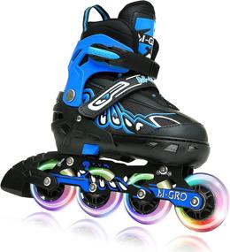 img 4 attached to 🛼 Adjustable Inline Skates for Kids Girls Boys Ages 6-12 with Light Up Wheels | Outdoor Roller Blades for Adult Women and Men | M-GRO