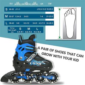 img 2 attached to 🛼 Adjustable Inline Skates for Kids Girls Boys Ages 6-12 with Light Up Wheels | Outdoor Roller Blades for Adult Women and Men | M-GRO