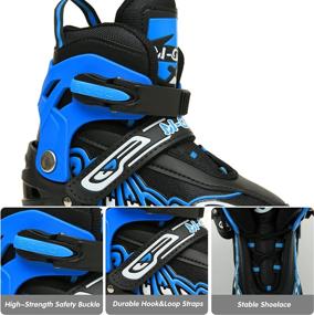 img 3 attached to 🛼 Adjustable Inline Skates for Kids Girls Boys Ages 6-12 with Light Up Wheels | Outdoor Roller Blades for Adult Women and Men | M-GRO