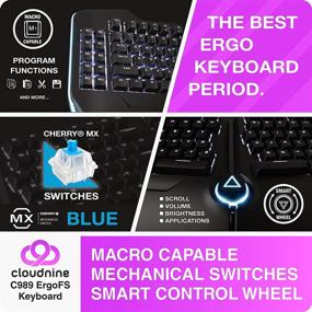 img 1 attached to Cloud Nine C989 Ergonomic Mechanical Keyboard for PC - Cherry MX Blue Switches - RGB Backlit LED with USB - Split Ergo Key Board with Macro