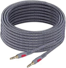 img 3 attached to 🎧 50ft 3.5mm Aux Audio Cable - Ruaeoda Nylon Braid Male to Male Audio Cable - 1/8 Shielded AUX Headphone Extension Cord - Outdoor Auxillary Stereo Audio Cable