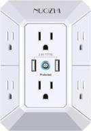 💪 powerful usb wall charger with surge protection, expandable 6 outlet extender and dual usb ports, compact 2100j power strip multi plug outlets adapter with spaced sockets for home, travel, office use (2 usb) логотип