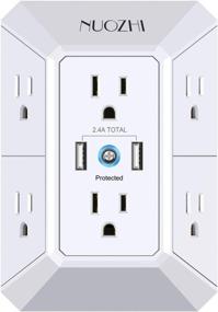 img 4 attached to 💪 Powerful USB Wall Charger with Surge Protection, Expandable 6 Outlet Extender and Dual USB Ports, Compact 2100J Power Strip Multi Plug Outlets Adapter with Spaced Sockets for Home, Travel, Office Use (2 USB)