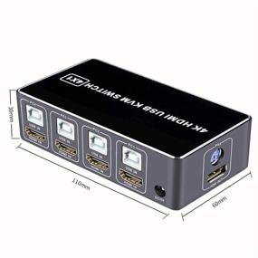 img 3 attached to 💻 4-портовый USB HDMI KVM переключатель для мониторов 4K Ultra HD - Позволяет разделить клавиатуру и мышь между 4 компьютерами, совместим с Win7/Win10/Mac - В комплект входят 4 USB-кабеля и 1 сетевой кабель питания.