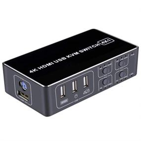 img 4 attached to 💻 4-портовый USB HDMI KVM переключатель для мониторов 4K Ultra HD - Позволяет разделить клавиатуру и мышь между 4 компьютерами, совместим с Win7/Win10/Mac - В комплект входят 4 USB-кабеля и 1 сетевой кабель питания.