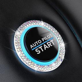 img 4 attached to Bling Car Decor Crystal [2 Row Rhinestones] Ring Emblem Sticker - Colorful Bling Car Accessories for Women - Enhance Your Car's Interior Decoration!