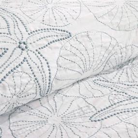 img 1 attached to 🛏️ Stunning White Maya Bay Duvet Cover Mini Set for Full/Queen Beds - Harbor House Quality