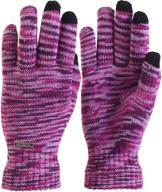 women's knit gloves with 🧤 touch screen capability in space dye logo