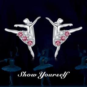 img 3 attached to Sterling Silver Ballerina Hoop Earrings with Birthstone Crystals - Ballet Dancer Jewelry for Girls, Teens, and Women