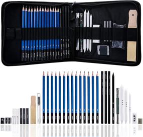 img 4 attached to 🎨 Complete Artist Kit - 32-Piece Drawing Pencils and Sketching Kit by H & B | Includes Graphite Pencils, Charcoal Sticks, Sharpener & Eraser | Professional Sketching Pencils Set for Drawing