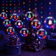 🎄 bloomwin window lights christmas decor ring lights: usb powered multicolor led curtain lights for indoor and outdoor xmas tree home garden decorations логотип