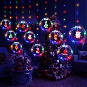 img 4 attached to 🎄 BLOOMWIN Window Lights Christmas Decor Ring Lights: USB Powered Multicolor LED Curtain Lights for Indoor and Outdoor Xmas Tree Home Garden Decorations