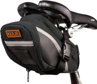 kulie bicycle under saddle/seat bag: strap-on mounted pack with rattle-free ykk zipper, waterproof, & high visibility 3m reflector - uber light, tools tube fuel phone logo