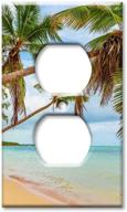 🌴 seaside palm trees over the water - art plates duplex outlet cover wall plate logo