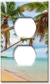 img 4 attached to 🌴 Seaside Palm Trees Over the Water - Art Plates Duplex Outlet Cover Wall Plate