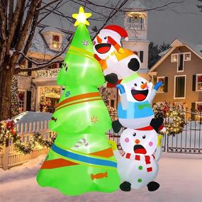 img 3 attached to 🎄 PETUOL 7 Ft Christmas Inflatable Tree Decorations: Festive Blow-Up Lighted Xmas Tree with Three Stacked Snowmen – Perfect for Indoor, Outdoor, and Yard