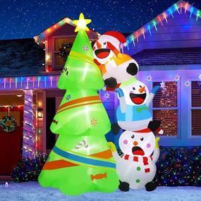 img 4 attached to 🎄 PETUOL 7 Ft Christmas Inflatable Tree Decorations: Festive Blow-Up Lighted Xmas Tree with Three Stacked Snowmen – Perfect for Indoor, Outdoor, and Yard