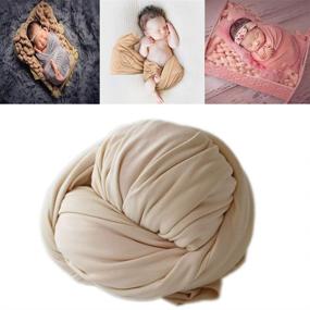img 1 attached to 2 Beige Newborn Stretch Wraps for Photography Props: Boy/Girl Baby Photo Swaddle, Long Ripple Wraps, DIY Blanket, Basket Wrapper