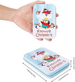 img 3 attached to 🎁 "ПАКЕТ ИЗ 10 Рождественских жестяных контейнеров - Темно-синие и светло-синие карточные жестяные коробки - 4.9x3.3x0.7 дюйма - Идеально подходят для подарков на вечеринках и карточек - Включает открытку для удобного и организованного подарка
