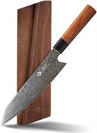 bgt kiritsuke chef knife: 8 inch damascus knife with ebony wood handle - japanese vg-10 damascus steel knife for kitchen - 67 layer high grade quality - comes in gift box логотип