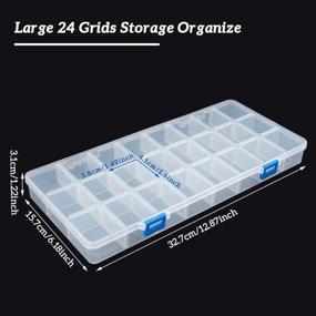 img 2 attached to Большая прозрачная пластиковая коробка-органайзер BENECREAT - 3 штуки с регулируемыми перегородками для бисера, украшений и многого другого - 12,8x6,2x1,2 дюйма.