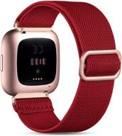 розовое золото witzon burgundy растяжимые ленты solo loop для fitbit versa 2: женские и мужские запасные браслеты, регулируемые эластичные ленты совместимы с versa / versa lite логотип