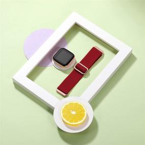 img 3 attached to Розовое золото Witzon Burgundy растяжимые ленты Solo Loop для Fitbit Versa 2: женские и мужские запасные браслеты, регулируемые эластичные ленты совместимы с Versa / Versa Lite