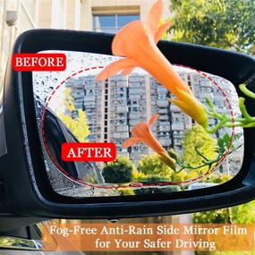 img 1 attached to Enhanced Car Blind Spot Mirrors - 3-in-1 Design with Rain Visor Eyebrow & Side Mirror Film - Waterproof Car Mirror Sticker Protector with Carbon Fiber Texture - Rain Guard Wider Angle Rearview Mirror Set of 6PCS