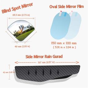 img 3 attached to Enhanced Car Blind Spot Mirrors - 3-in-1 Design with Rain Visor Eyebrow & Side Mirror Film - Waterproof Car Mirror Sticker Protector with Carbon Fiber Texture - Rain Guard Wider Angle Rearview Mirror Set of 6PCS