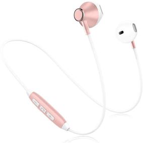 img 4 attached to Водонепроницаемые беспроводные спортивные стереонаушники SLUB True Bluetooth HD 🎧 с микрофоном для iPhone/Android - Легкие спортивные беспроводные наушники от пота для мобильного телефона в розовом цвете.