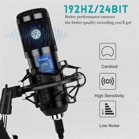 img 1 attached to 🎙️ Professional USB Condenser Microphone Kit for Studio-grade Computer PC Recording - 192KHZ/24BIT, Cardioid, Adjustable Scissor Arm Stand, Shock Mount, Pop Filter - Ideal for Karaoke, YouTube, Gaming