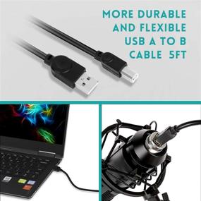 img 2 attached to 🎙️ Professional USB Condenser Microphone Kit for Studio-grade Computer PC Recording - 192KHZ/24BIT, Cardioid, Adjustable Scissor Arm Stand, Shock Mount, Pop Filter - Ideal for Karaoke, YouTube, Gaming