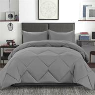 🛏️ venessco queen comforter set - all season reversible bedding with 2 pillow shams - light grey queen size logo