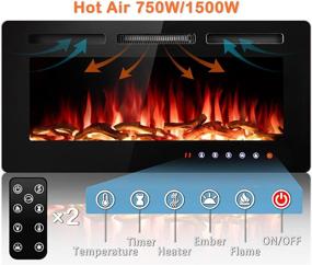 img 3 attached to 🔥 36 Inch Electric Fireplace Insert and Wall Mounted, Fireplace Heater with Log Set & Crystal Options, Remote Control and Timer, Adjustable Flame Color, 750/1500W Heat - SUNNY FLAME