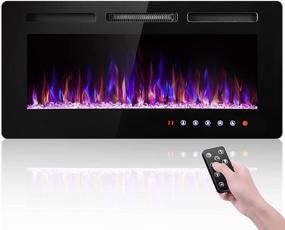 img 4 attached to 🔥 36 Inch Electric Fireplace Insert and Wall Mounted, Fireplace Heater with Log Set & Crystal Options, Remote Control and Timer, Adjustable Flame Color, 750/1500W Heat - SUNNY FLAME